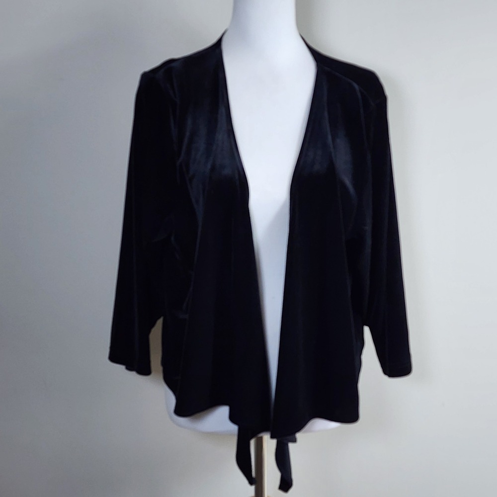 Velvet Cardigan Womens 2X Black Wrap Shrug Witchy Goth Whimsigoth Event Formal